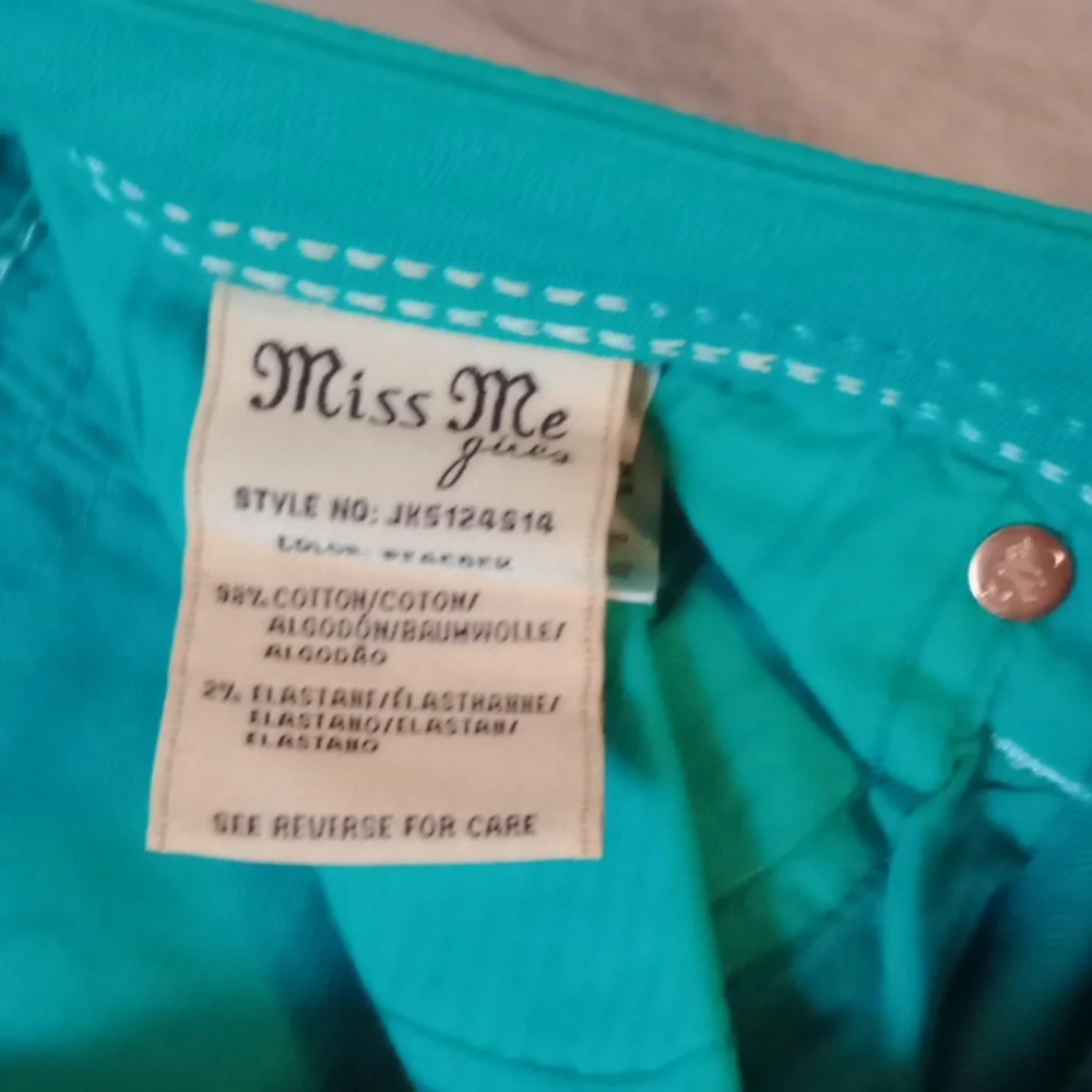 Miss Me Turquoise Denim Jeans 16 Youth - Picture 2 of 14